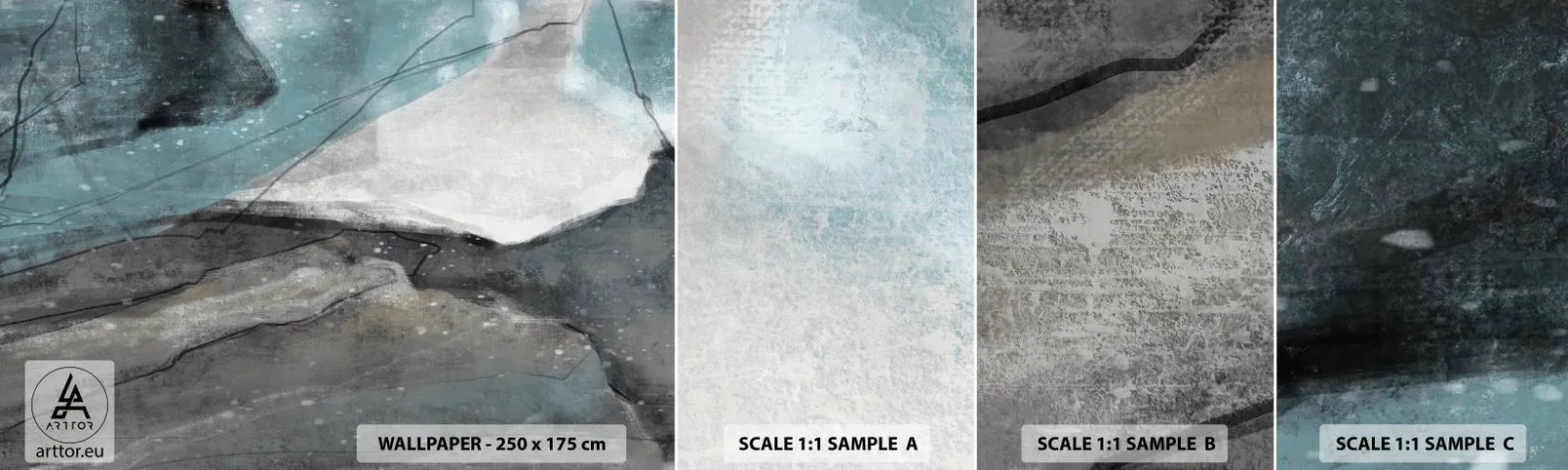 Échantillon De Papier Peint Standard Eco - Résumé : roches et glace - Minimalisme, Morceau, Moderne - 100x30 cm