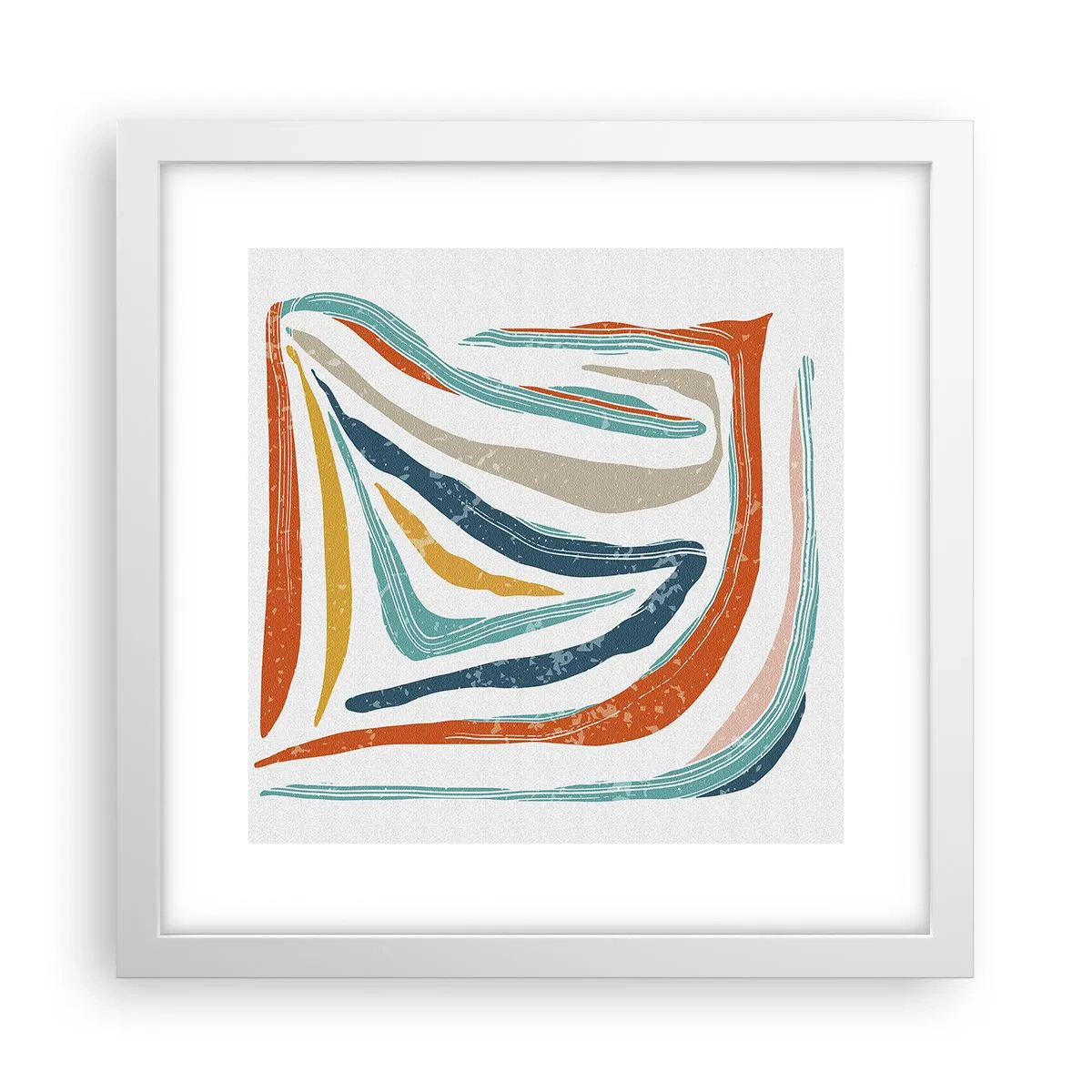 Affiche dans un cadre blanc - Poster - Abstraction avec un sourire amical - 30x30 cm