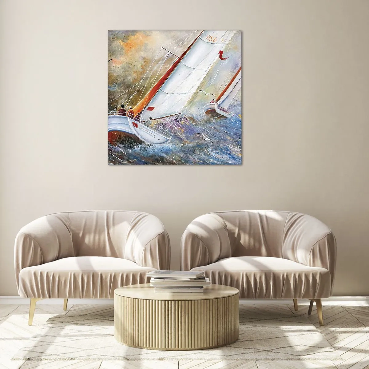 Impression sur verre - Image sur verre - Concourir sur les vagues - 50x50 cm