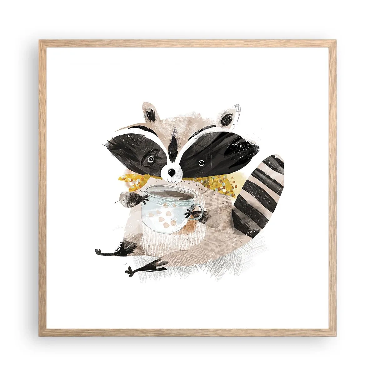 Affiche dans un chêne clair - Poster - Mon ami le raton laveur - 60x60 cm