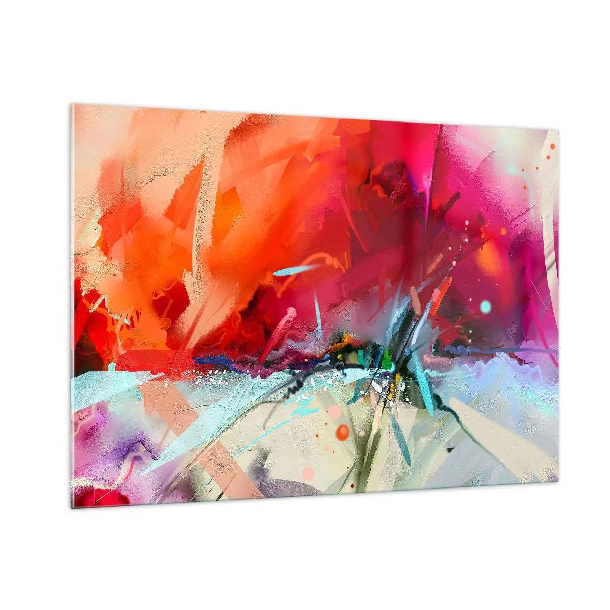 Impression sur verre - Image sur verre - Une explosion abstraite de couleurs et de lumières dans une composition dynamique. - 100x70cm - Une explosion de lumières et de couleurs - Décoration murale moderne pour le salon et la chambre ARTTOR