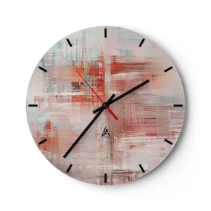 Horloge murale - Pendule murale - Une composition abstraite de traits dans des tons de rose et de blanc. - 30x30cm - Brumeux. Mais rose - Décoration murale moderne pour le salon, la cuisine et la chambre ARTTOR
