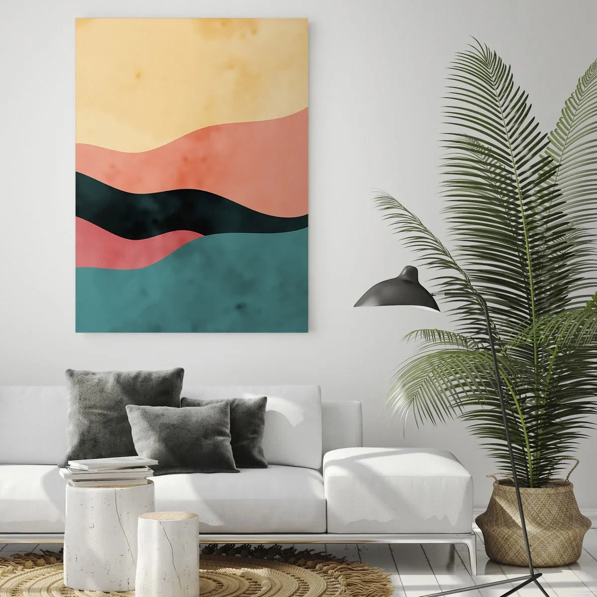 Impression sur verre - Image sur verre - Vagues abstraites aux couleurs pastel - 80x120cm - Conformité non-conforme - Décoration murale moderne pour le salon et la chambre ARTTOR