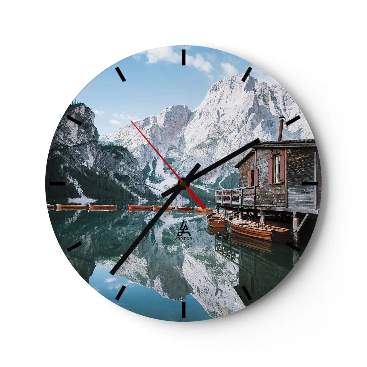 Horloge murale - Pendule murale - Un matin cristallin en montagne - 40x40 cm