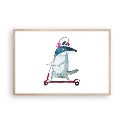 Affiche dans un chêne clair - Poster - La joie du blaireau - 91x61 cm