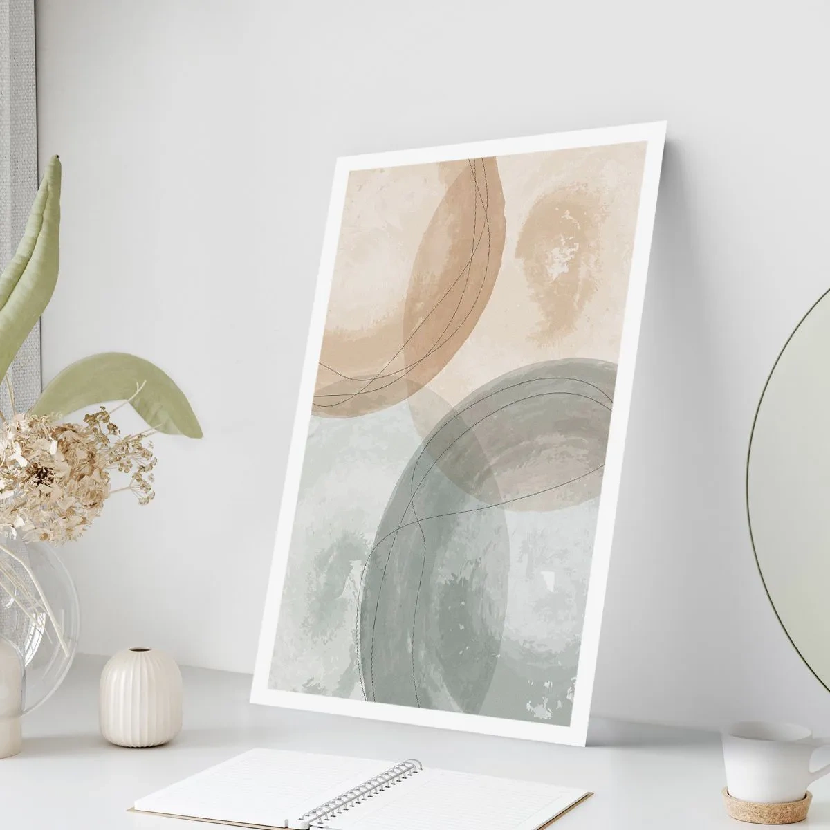 Affiche - Poster - Formes géométriques dans des tons terre pastel - 50x70cm - Mondes pénétrants - Décoration murale moderne pour le salon et la chambre ARTTOR
