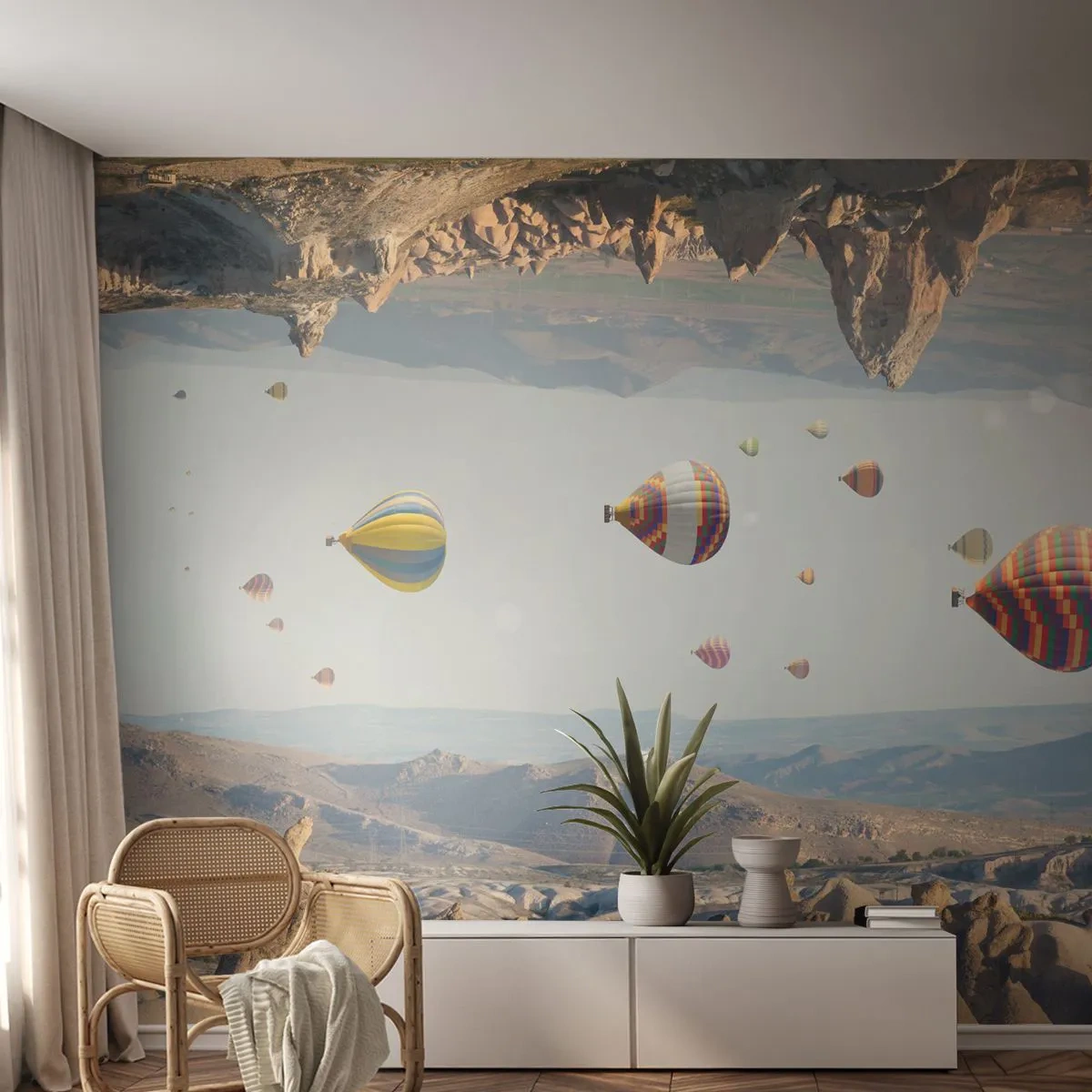 Papier Peint Autocollant Deluxe Sticker - Ici, tout est possible - Abstraction, des ballons, Paysage - 500x350 cm