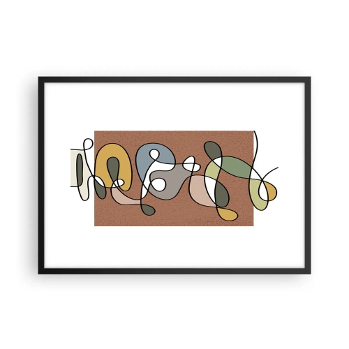 Affiche dans un cadre noir - Poster - Abstraction colorée avec des taches et des lignes - 70x50cm - Une abstraction qui mérite le sourire - Décoration murale moderne pour le salon et la chambre ARTTOR