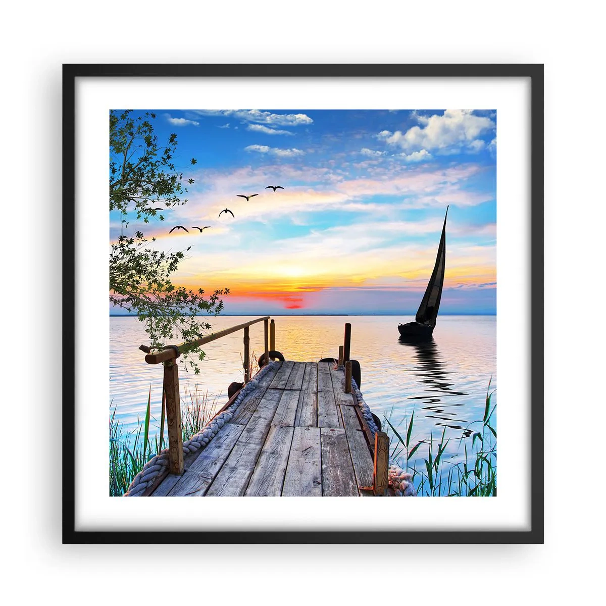 Affiche dans un cadre noir - Poster - Bonsoir! - 50x50 cm