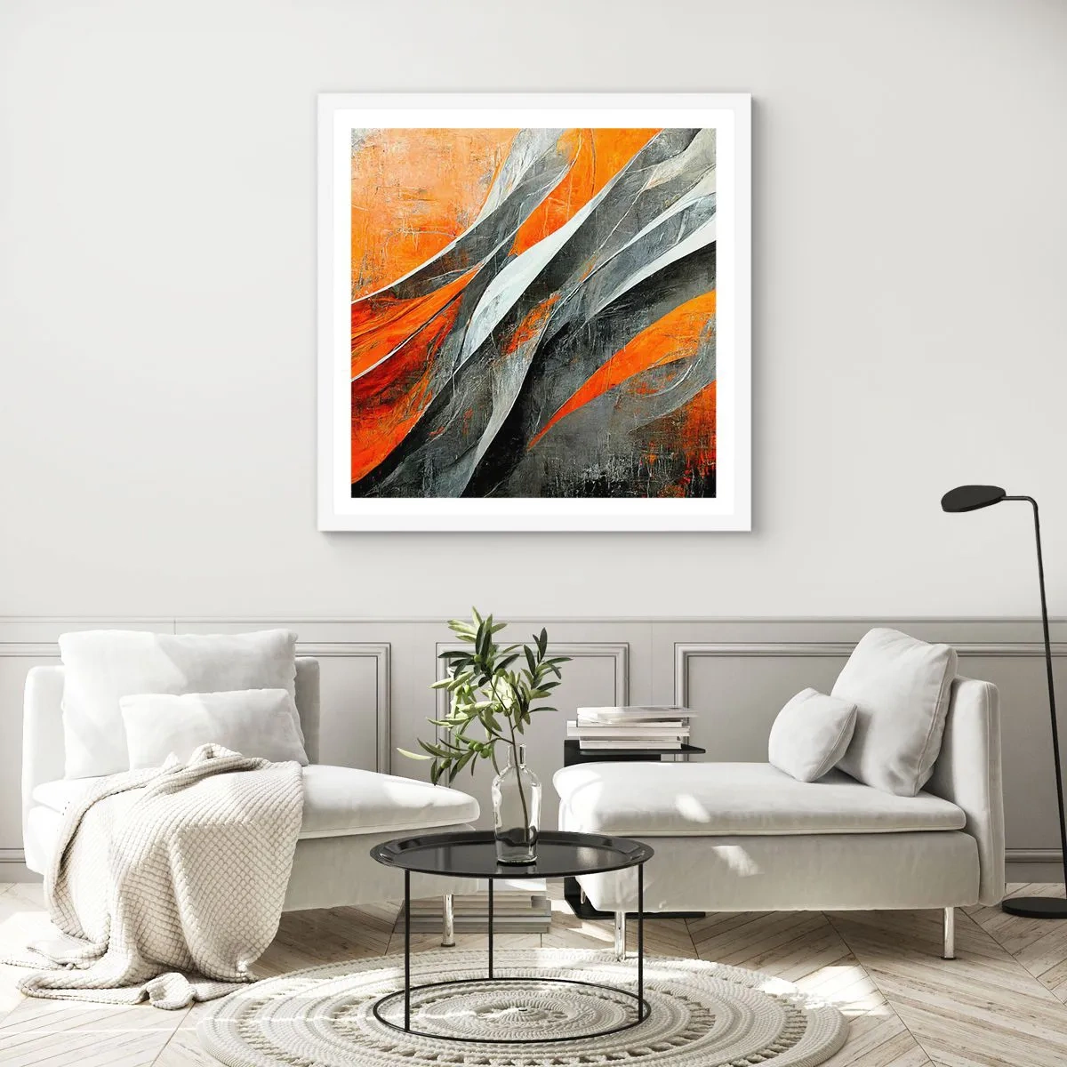 Affiche dans un cadre blanc - Poster - Chaleur et froid - 50x50 cm