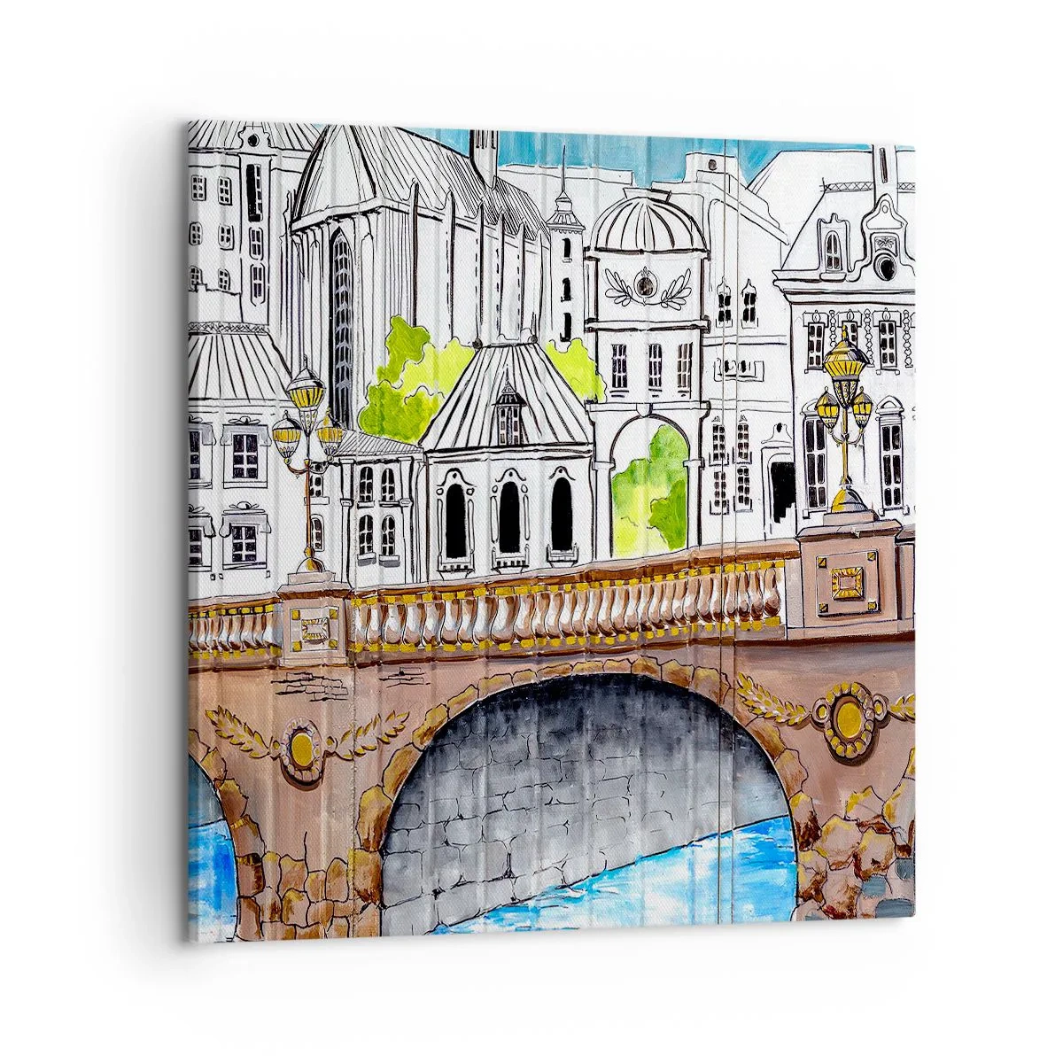 Impression sur toile - Image sur toile - Une ville comme peinte - 60x60 cm
