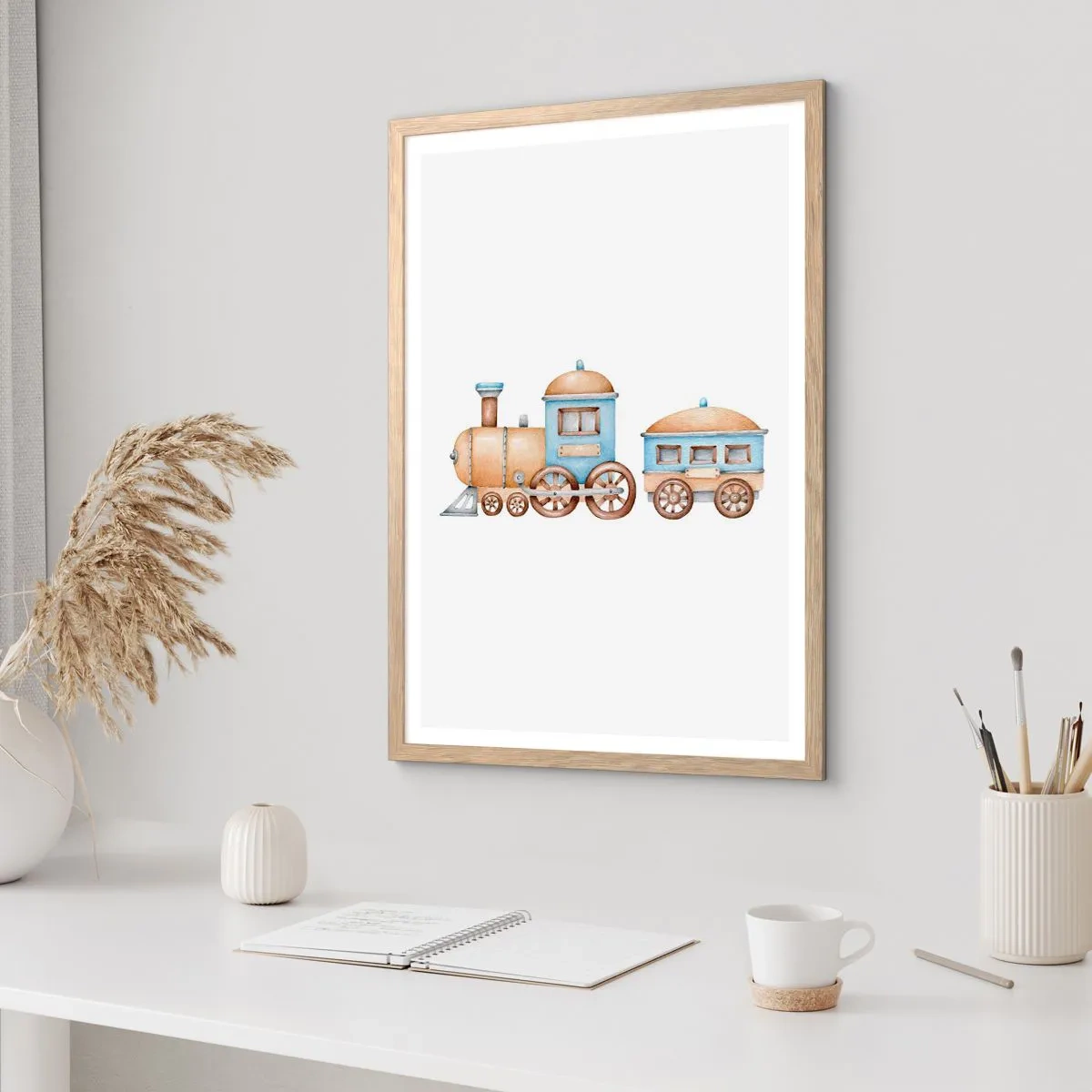 Affiche dans un chêne clair - Poster - Il est à la gare... - 70x100 cm