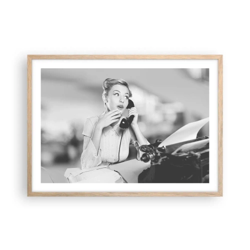 Affiche dans un chêne clair - Poster - Hello! Ici les années 50 - 70x50 cm