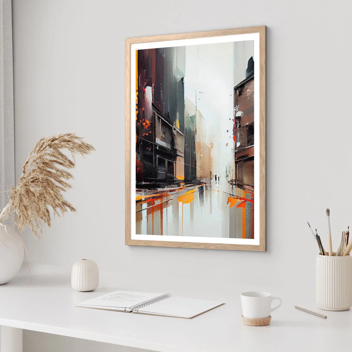 Affiche dans un chêne clair - Poster - Jour de pluie - 40x50 cm