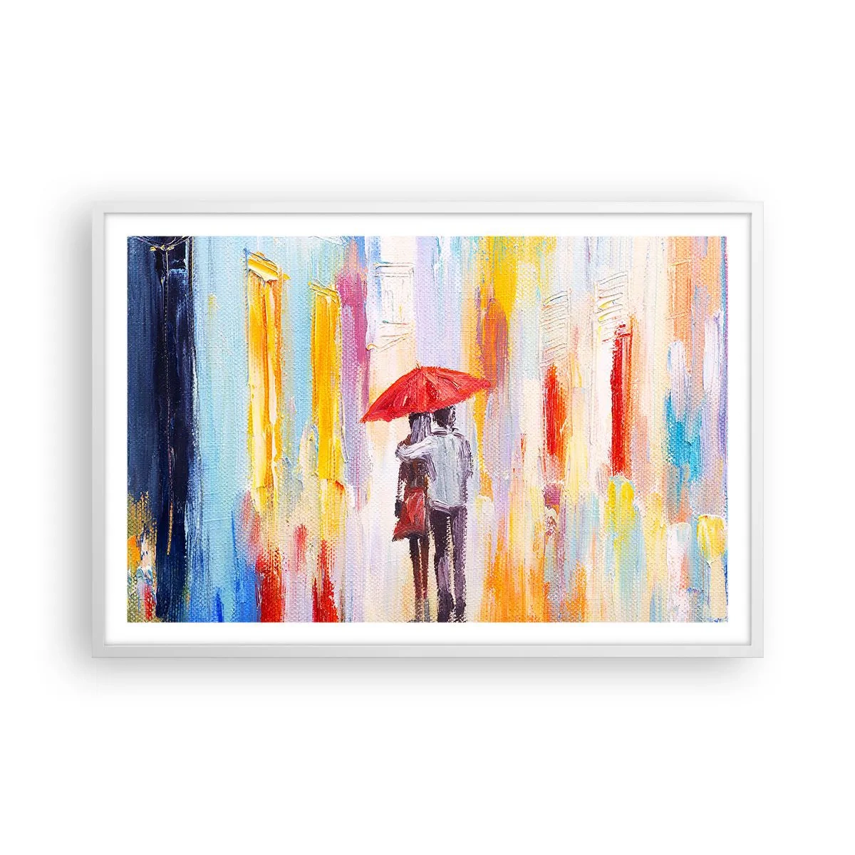 Affiche dans un cadre blanc - Poster - Qu'il pleuve encore - 91x61 cm