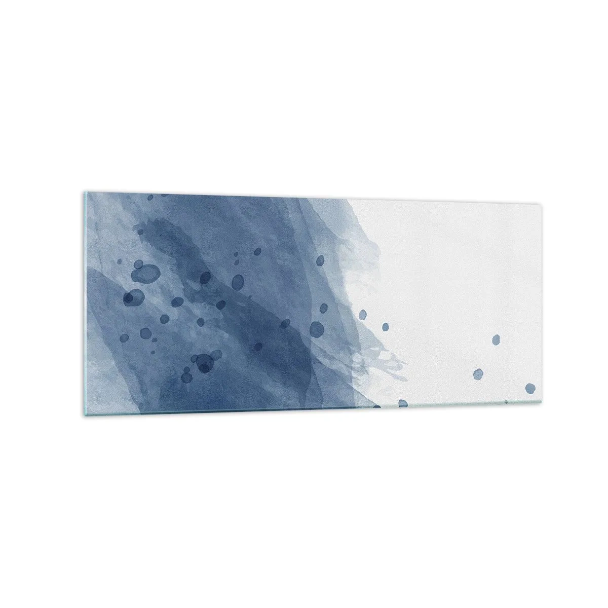 Impression sur verre - Image sur verre - Taches et stries abstraites dans des tons de bleu - 120x50cm - Tulle bleu - Décoration murale moderne pour le salon et la chambre ARTTOR