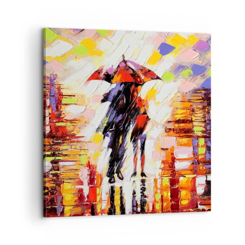 Impression sur toile - Image sur toile - Ensemble à travers la nuit et la pluie - 60x60 cm