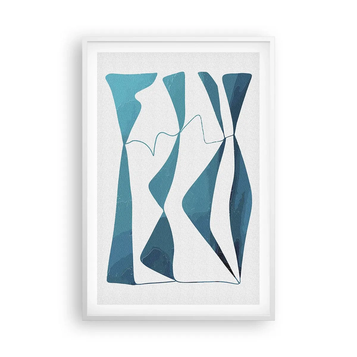 Affiche dans un cadre blanc - Poster - Abstraction : composé turquoise - 61x91 cm