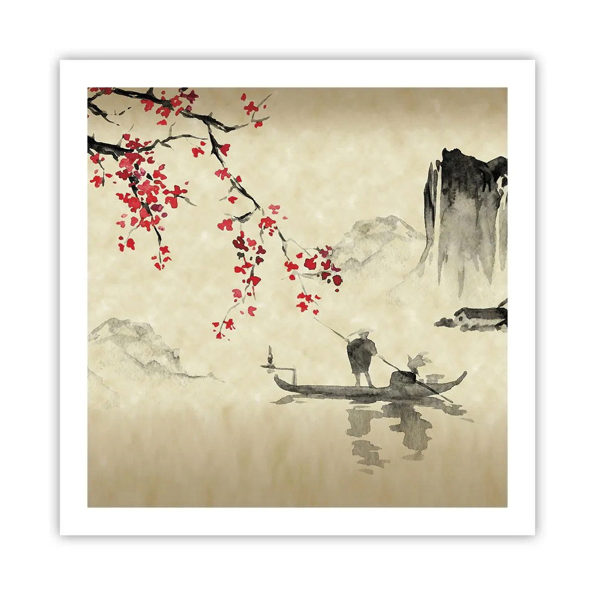 Affiche - Poster - Au pays des cerisiers en fleurs - 60x60 cm