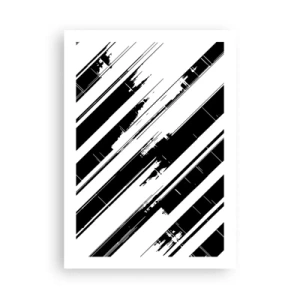 Affiche - Poster - Abstraction minimaliste en noir et blanc avec des lignes géométriques - 50x70cm - Une composition intense et dynamique - Décoration murale moderne pour le salon et la chambre ARTTOR