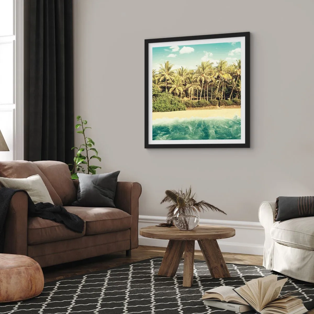 Affiche dans un cadre noir - Poster - Peut-être ici? - 60x60 cm