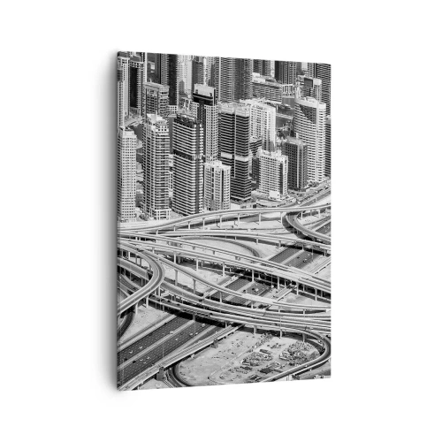 Impression sur toile - Image sur toile - Une vue plongeante sur Dubaï - 50x70cm - Dubaï - la ville impossible - Décoration murale moderne pour le salon et la chambre ARTTOR