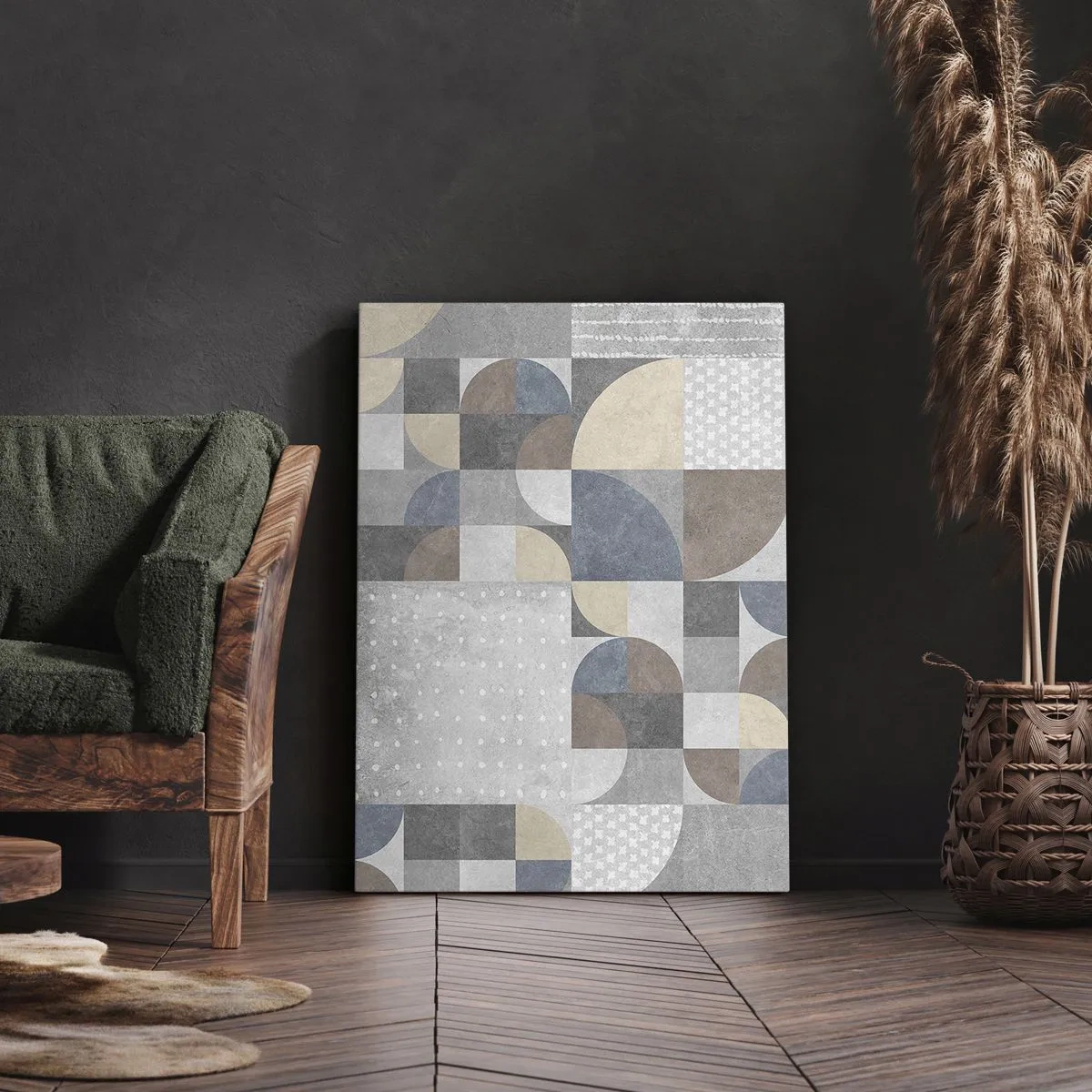 Impression sur toile - Image sur toile - Motif géométrique dans des tons pastel - 80x120cm - Fantaisie de la céramique  - Décoration murale moderne pour le salon et la chambre ARTTOR