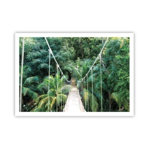 Affiche - Poster - Un pont suspendu dans une jungle tropicale pleine de verdure - 100x70cm - Welcome to the jungle! - Décoration murale moderne pour le salon et la chambre ARTTOR