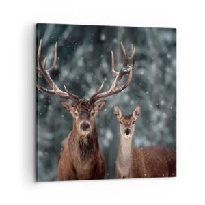 Impression sur toile - Image sur toile - Le roi de la forêt avec sa femme - 60x60 cm