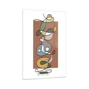 Impression sur verre - Image sur verre - Abstraction colorée avec des taches et des lignes - 70x100cm - Une abstraction qui mérite le sourire - Décoration murale moderne pour le salon et la chambre ARTTOR