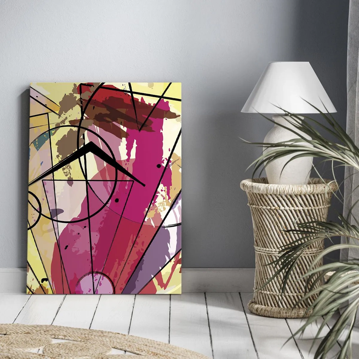 Impression sur toile - Image sur toile - Abstraction avec des lignes et des formes géométriques - 50x70cm - Explosion - Décoration murale moderne pour le salon et la chambre ARTTOR