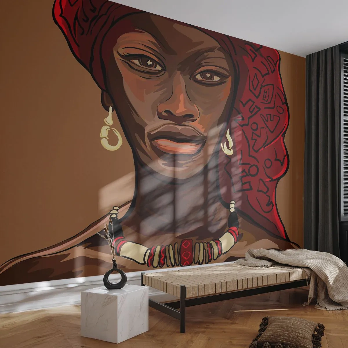Papier Peint Photo Standard Eco - Vénus d'ébène - Femme, Afrique, Culture - 200x140 cm