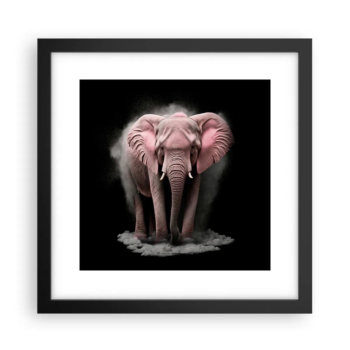 Affiche dans un cadre noir - Poster - Ne pensez pas à un éléphant rose ! - 30x30 cm