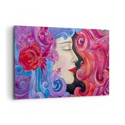 Impression sur toile - Image sur toile - Profil coloré d'une femme dans un style artistique - 120x80cm - L'Art Nouveau est toujours vivant - Décoration murale moderne pour le salon et la chambre ARTTOR
