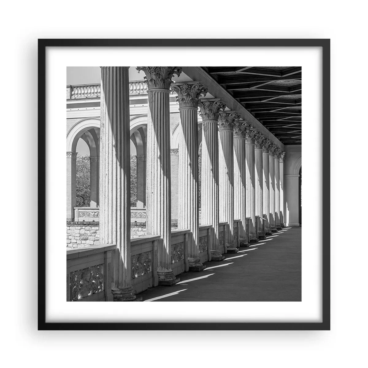 Affiche dans un cadre noir - Poster - Arcade ensoleillée - 50x50 cm