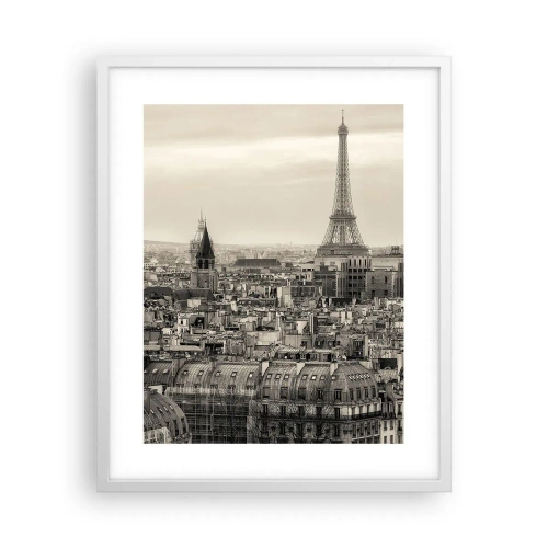 Affiche dans un cadre blanc - Poster - Sur les toits de Paris - 40x50 cm