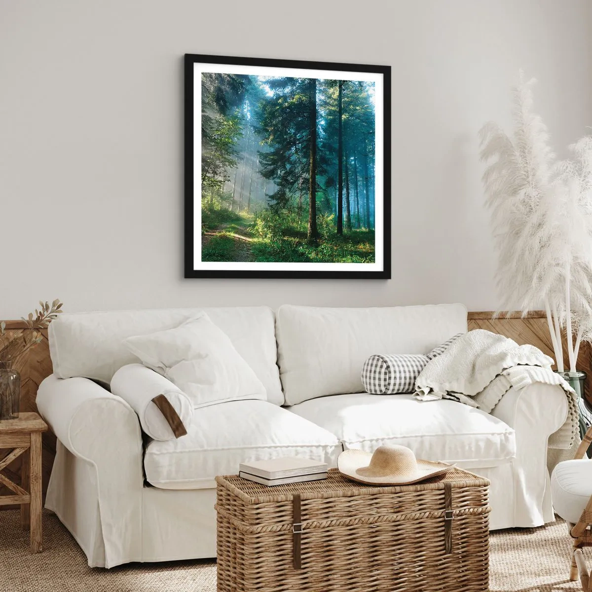 Affiche dans un cadre noir - Poster - Rayonnant le matin - 50x50 cm