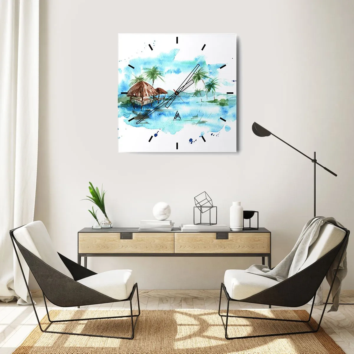 Horloge murale - Pendule murale - Quelque part dans le Pacifique - 30x30 cm