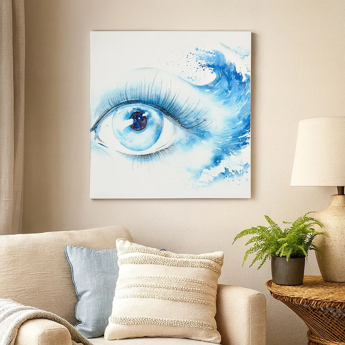 Impression sur toile - Image sur toile - Plongez-vous dans le bleu du regard - 30x30 cm