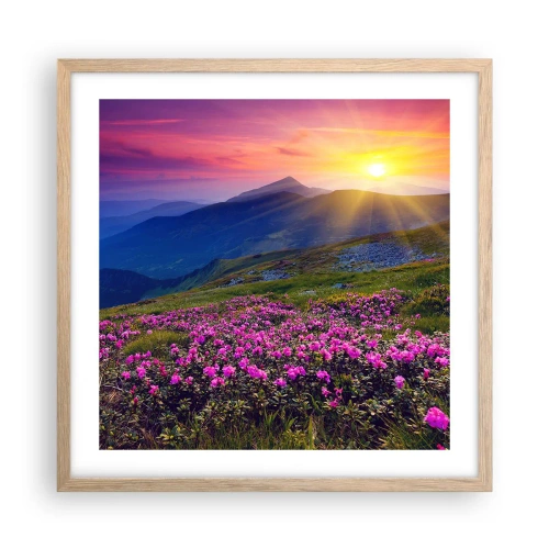 Affiche dans un chêne clair - Poster - … Et autour, ça sent le pin des montagnes et l'odeur de la prairie - 50x50 cm