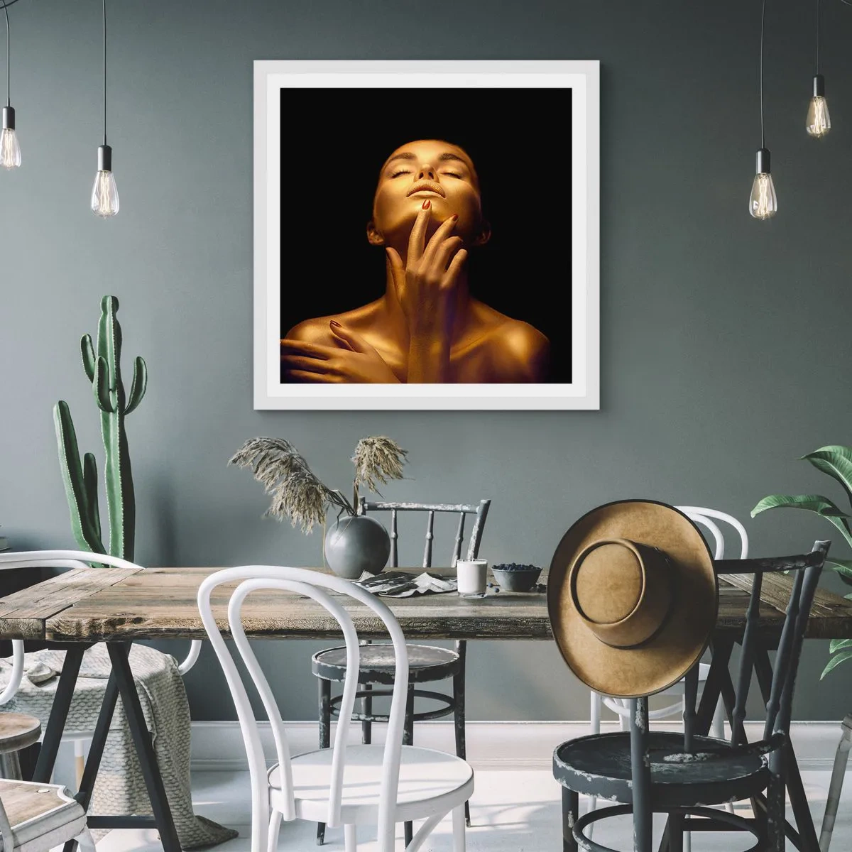 Affiche dans un cadre blanc - Poster - Comme de la soie dorée - 50x50 cm