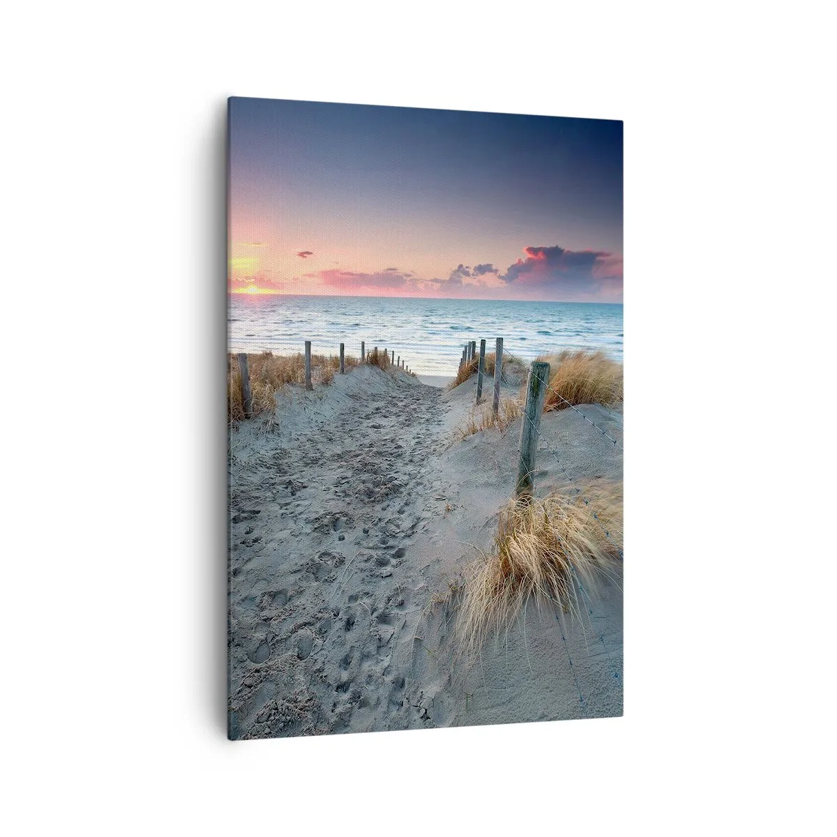 Impression sur toile - Image sur toile - Chemin menant à la plage au coucher du soleil - 70x100cm - Tu as versé l'éclat de l'arc-en-ciel sur les flots - Décoration murale moderne pour le salon et la chambre ARTTOR