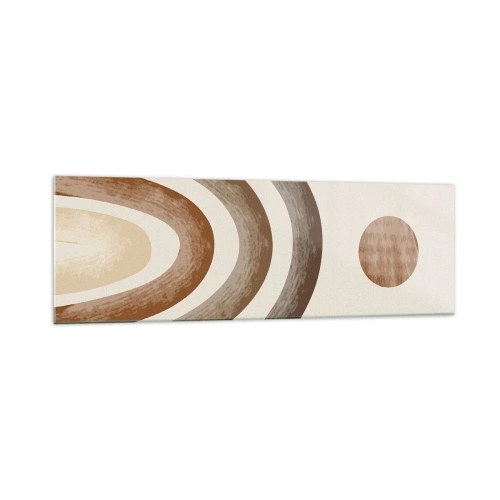 Impression sur verre - Image sur verre - Motif planétaire géométrique dans les tons de marron - 160x50cm - Dans une galaxie lointaine - Décoration murale moderne pour le salon et la chambre ARTTOR