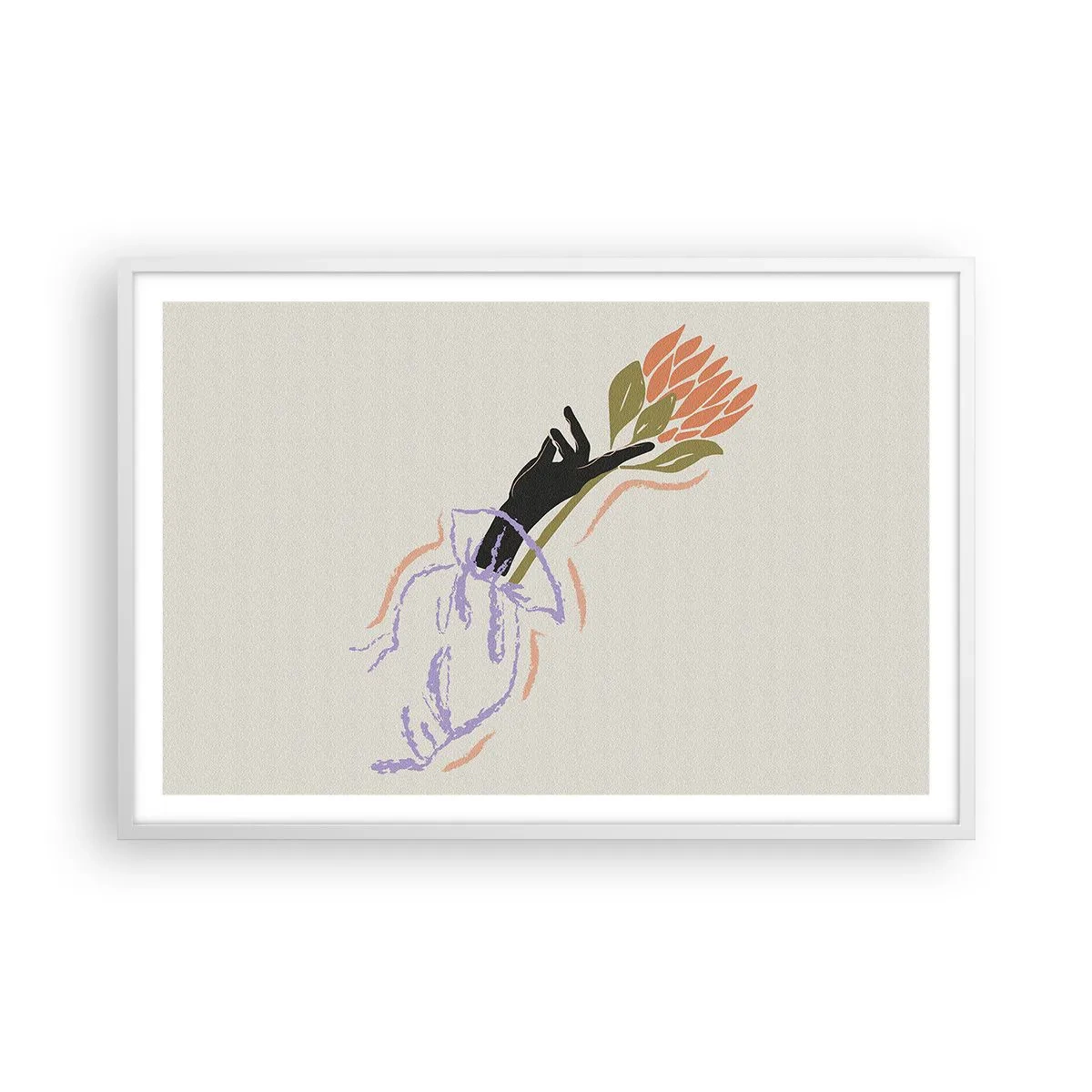 Affiche dans un cadre blanc - Poster - Touche fraternelle - 91x61 cm