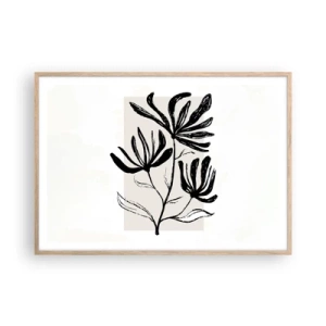 Affiche dans un chêne clair - Poster - Esquisse pour l'herbier - 100x70 cm