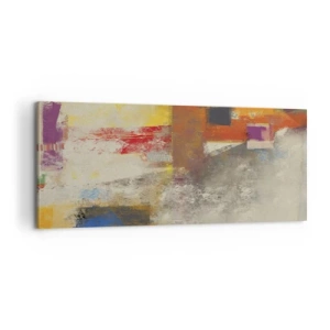 Impression sur toile - Image sur toile - Abstraction colorée avec des formes géométriques - 120x50cm - Géométrie des couleurs - Décoration murale moderne pour le salon et la chambre ARTTOR