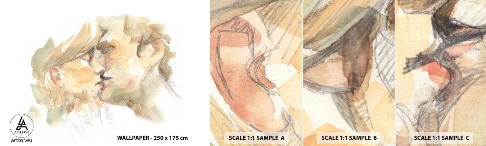 Échantillon De Papier Peint Standard Eco - A moitié trouvé ? - Couple amoureux, Baiser, Morceau - 100x30 cm