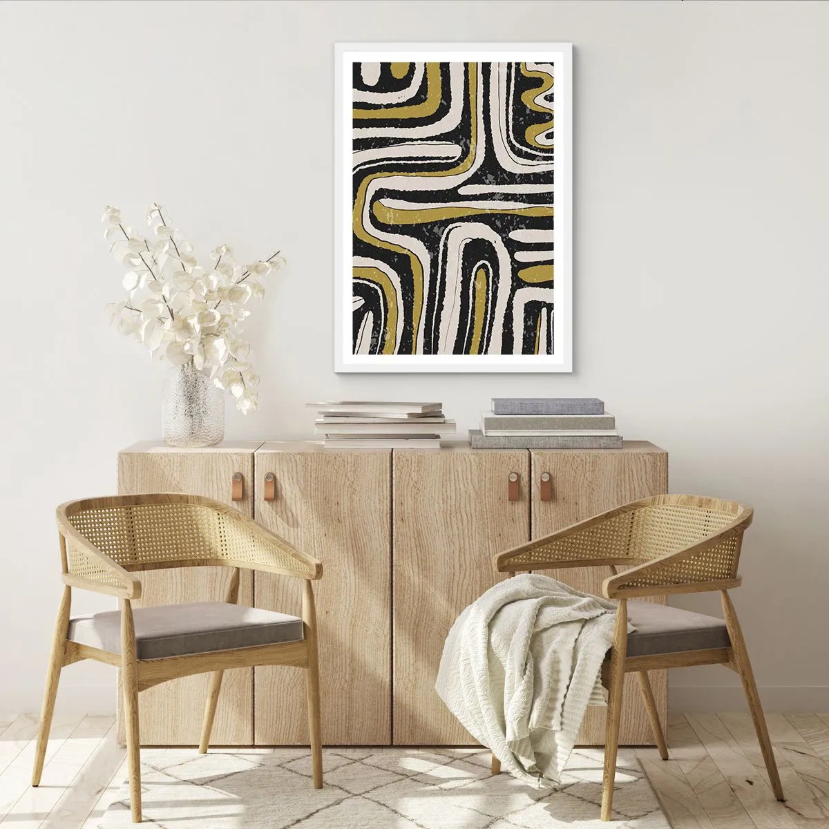 Affiche dans un cadre blanc - Poster - Composition : routes et ruelles - 40x50 cm