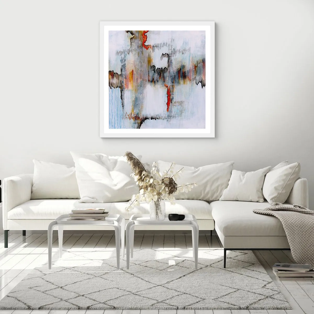 Affiche dans un cadre blanc - Poster - Un bâton sur l'eau - 50x50 cm