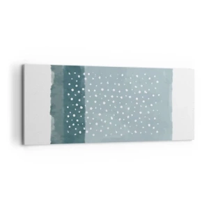 Impression sur toile - Image sur toile - Une peinture minimaliste dans des tons de bleu avec des pois - 120x50cm - Évolution de bleus - Décoration murale moderne pour le salon et la chambre ARTTOR